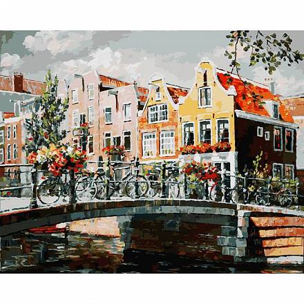 Раскраски по номерам - Амстердам. Мост через канал, 40 х 50 см. 